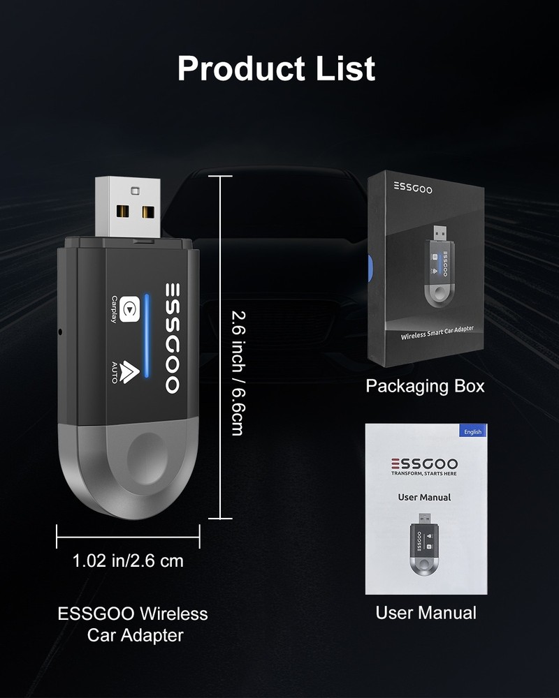 Plug&Play USB Wireless Adapter For Apple CarPlay Android Auto Wireless Dongle US
