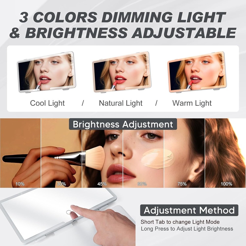 Car Sun Visor Vanity Mirror, Car Vanity Mirror, Makeup with 3 Light Modes