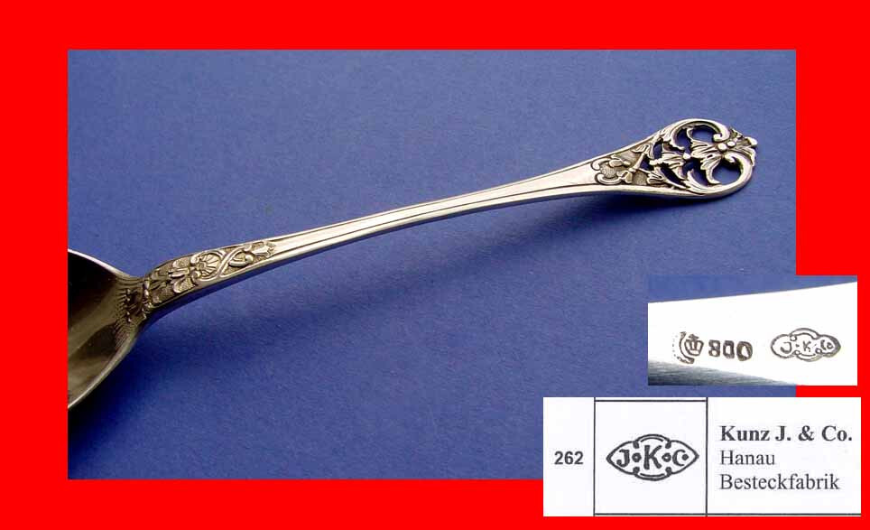 Serving Spoon Kunz J. & Co Hanau 800 Silver B122