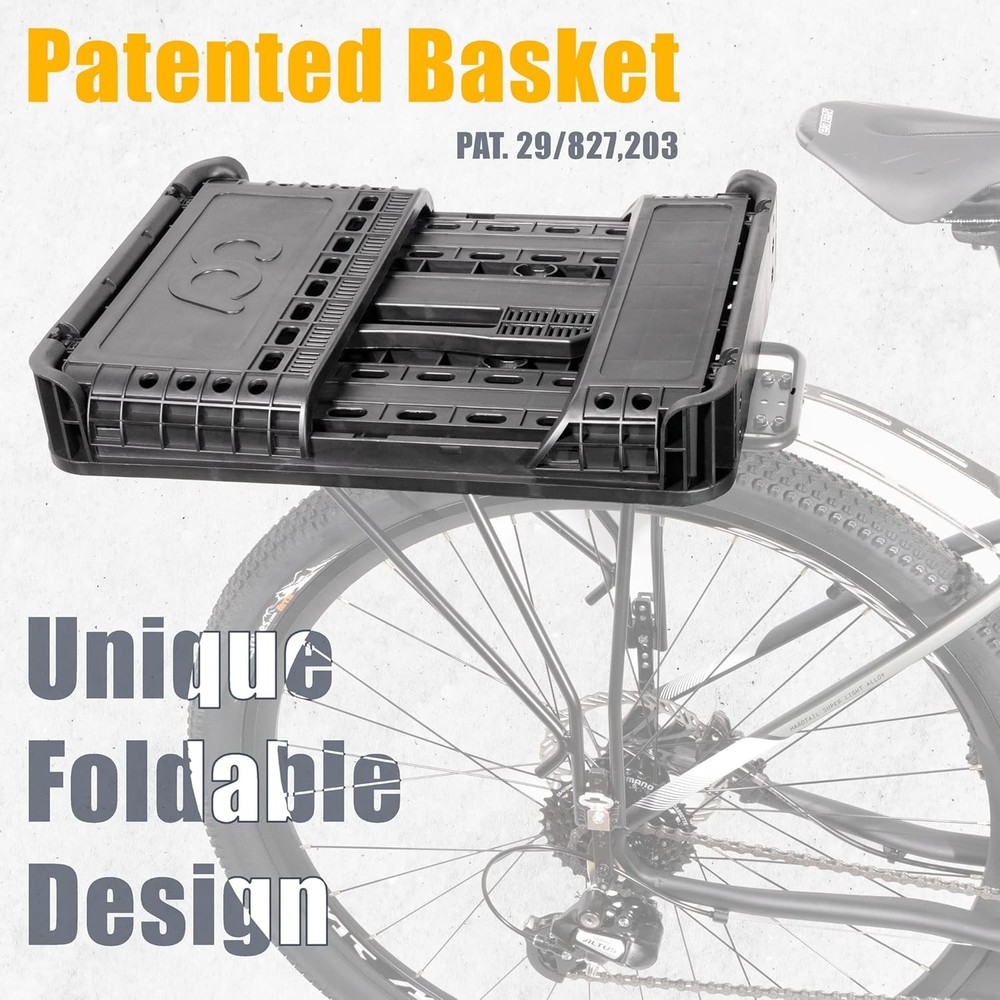 Foldable rear bike basket cargo storage rack