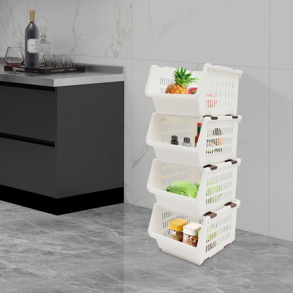 4PCS Stacking Storage Baskets, Stackable Organizer Baskets, Storage Bins