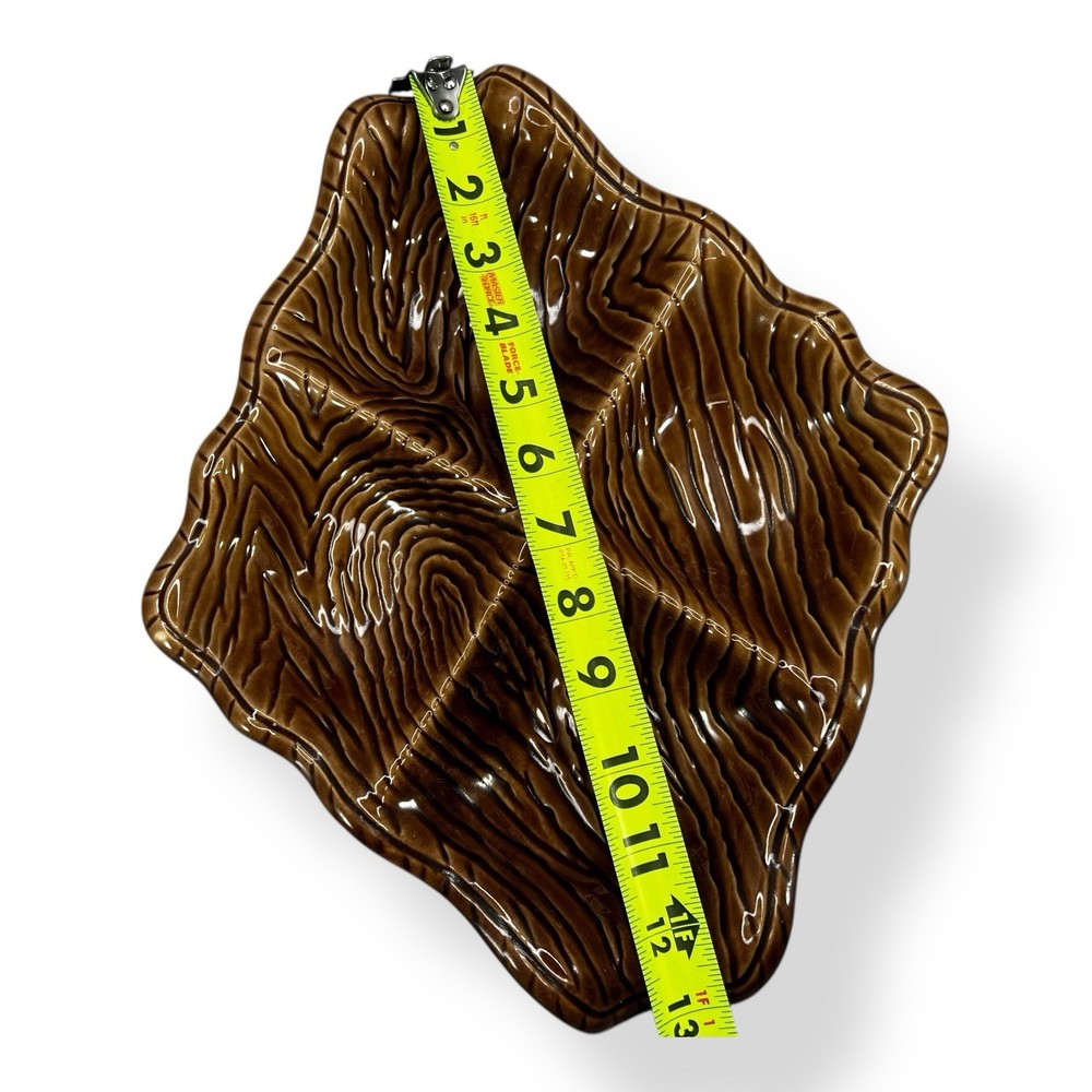 CA Pottery3552 Divided DISH Brown Tree Ring Sequoia Ware