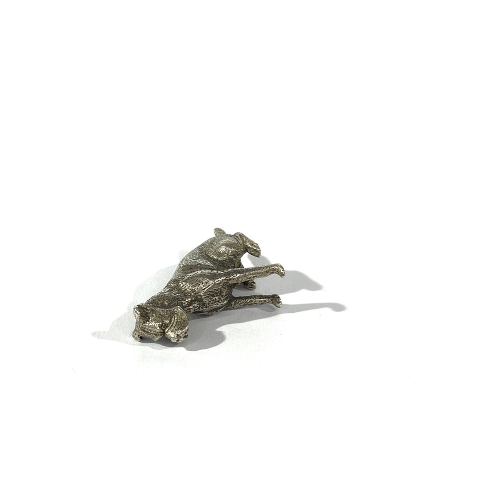 vintage heavy solid silver boxer miniature , dog figurine