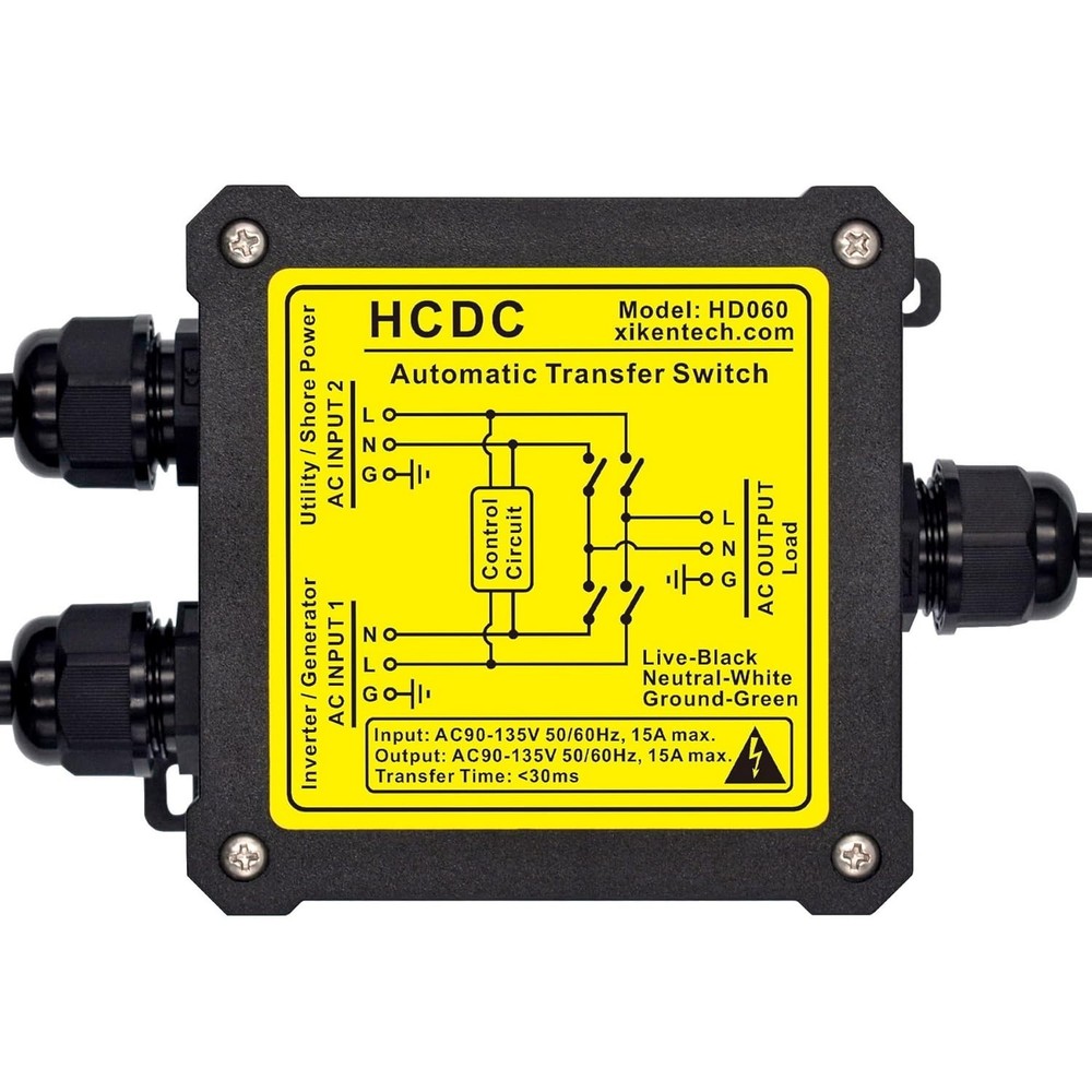 AC120V 15Amp Automatic Transfer Switch - Waterproof and Compact Design