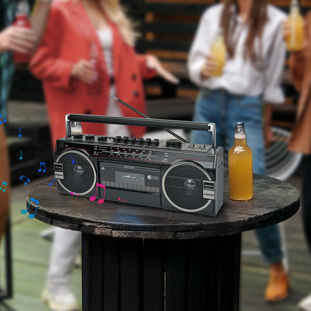 Portable Retro Cassette Player Bluetooth Connectivity Speaker AM/FM/SW, USB /SD