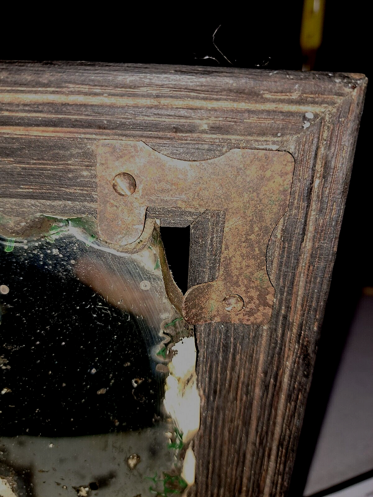 RARE Antique Hand made rustic Primative Mirror with metal hardware #542Bin14