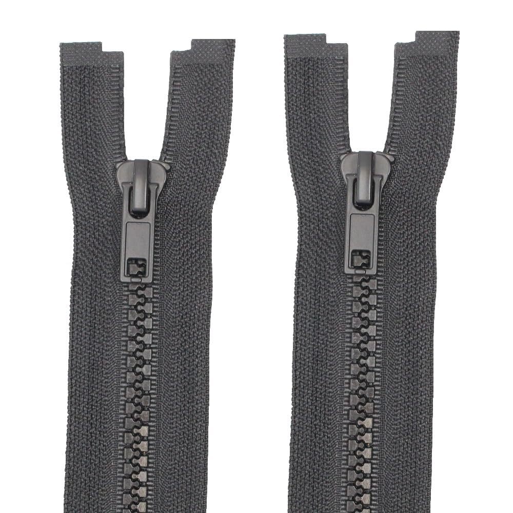 2PCS #5 28 Inch Black Separating Jacket Zippers Molded Plastic Bulk Sewing