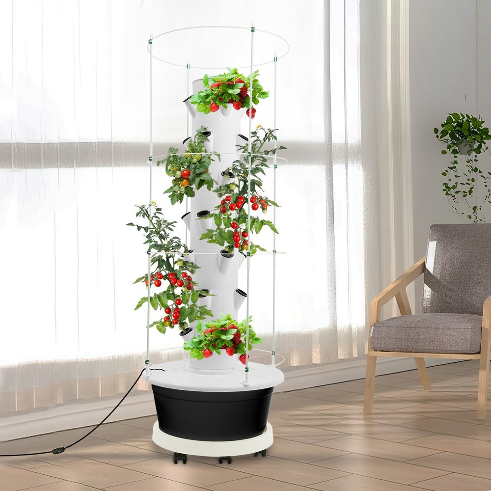 Vertical 28-Pots Hydroponics Tower Hydroponic Growing System w/ Climbing Trellis
