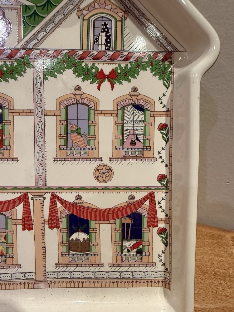 Cath Kidston Christmas Doll House Rectangular Platter 11" Stoneware Tray NWT