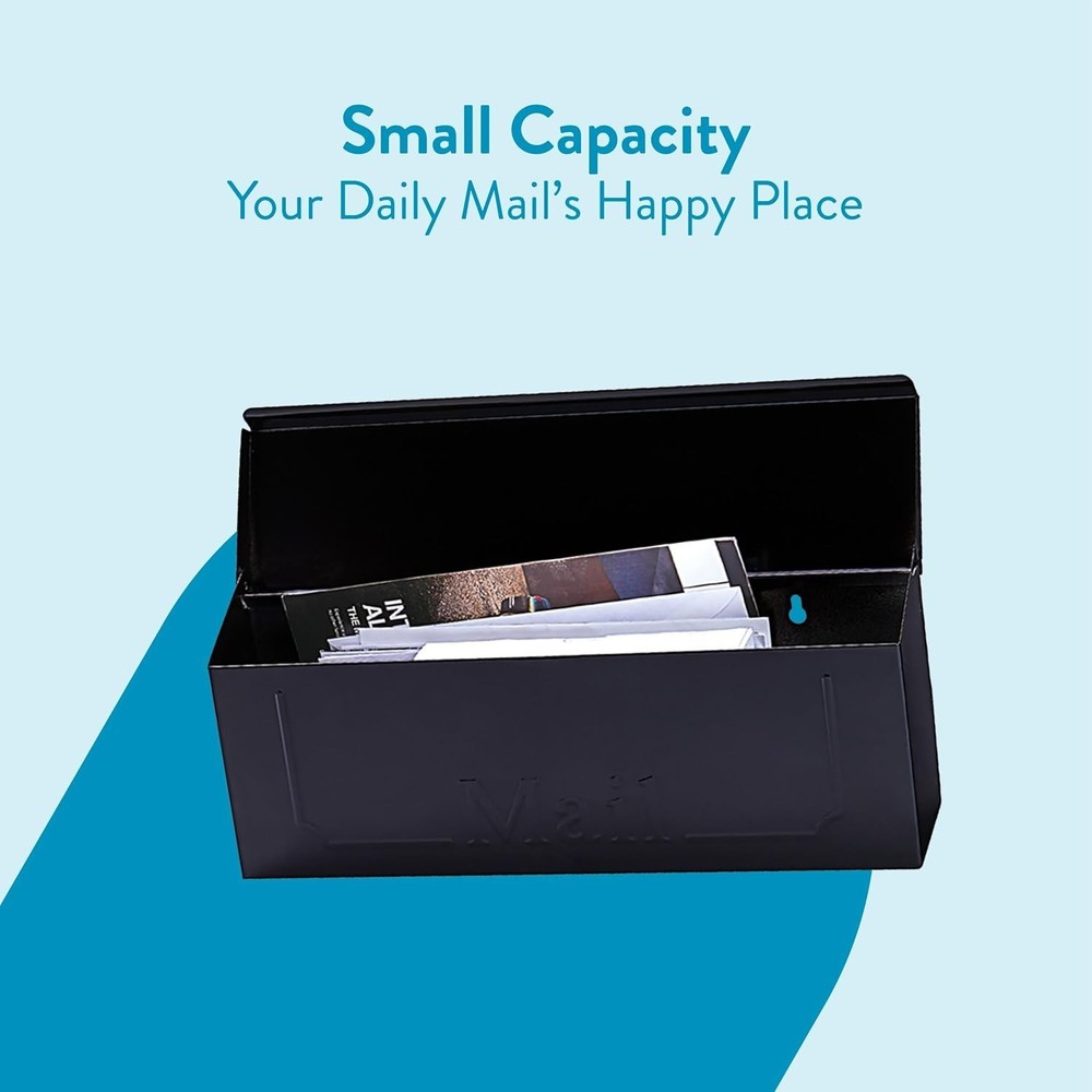 Sleek Black Wall-Mount Mailbox - Timeless Design with Top Access Functionality