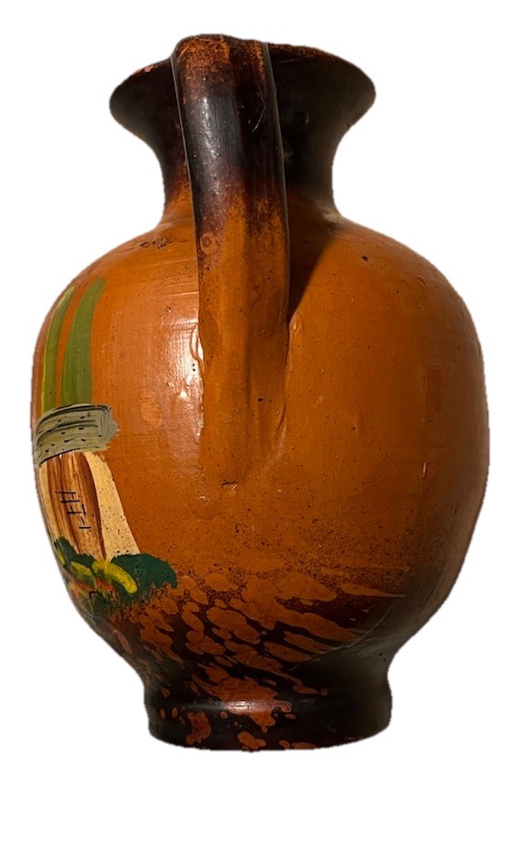 Jug , Terracotta Peruvian Spouted Jug- Vintage 5”