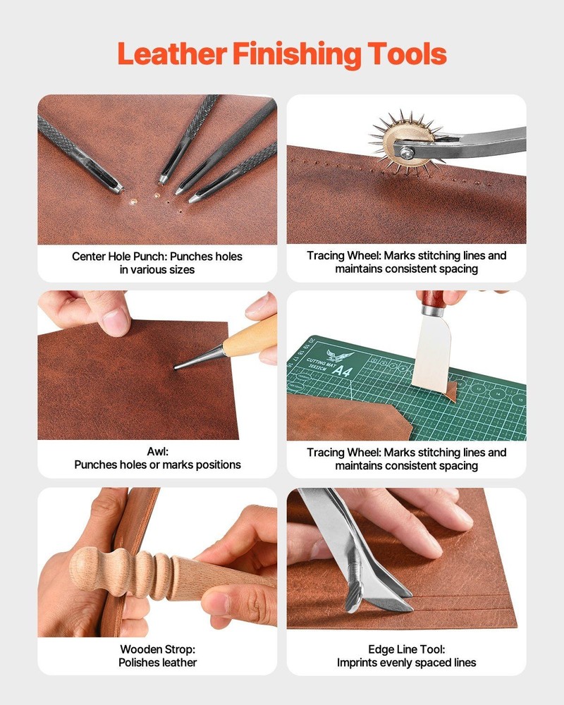 Efficient Leather Processing Set 59PCS for Precise Marking and Cutting