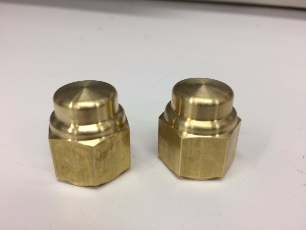 2 BRASS FLAT TOP HAT CAP NUTS 1/2"-20
