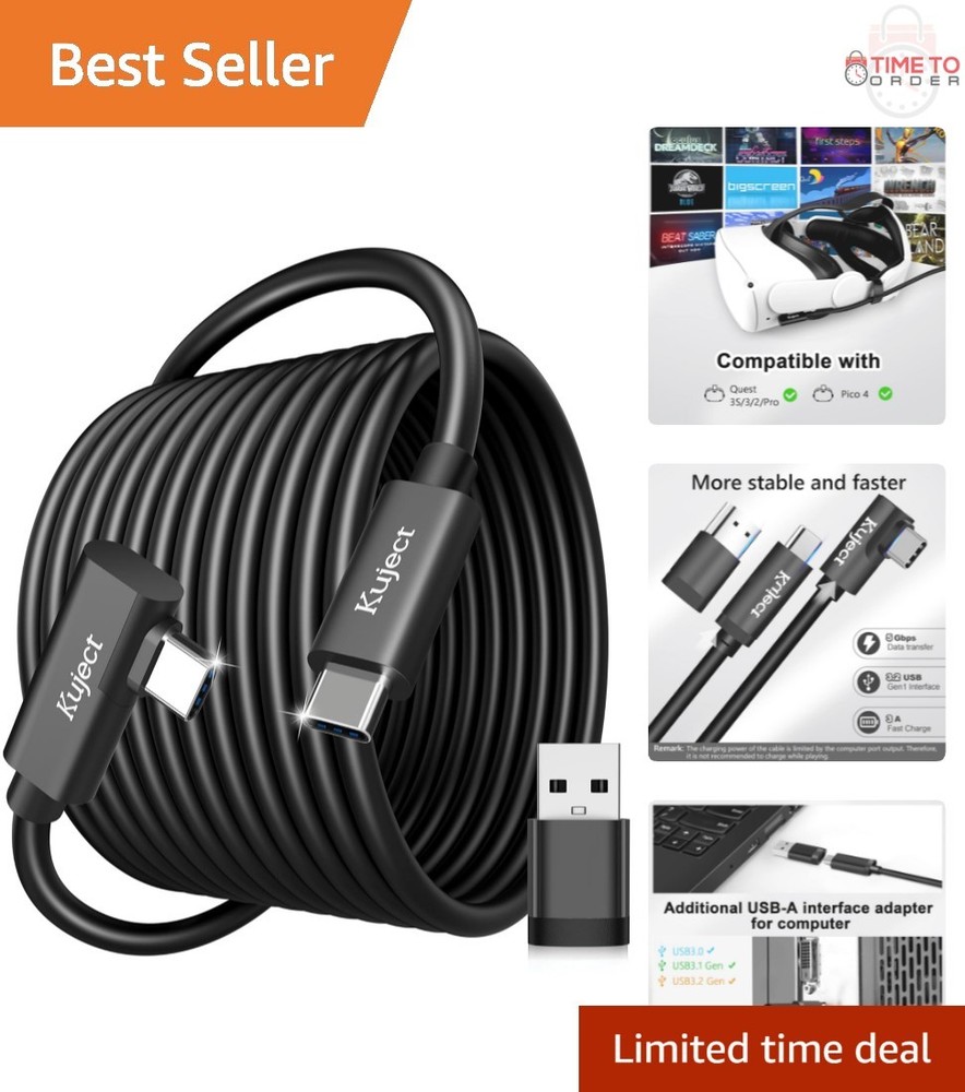 16FT USB C VR Link Cable High Speed Data Transfer Charging for Quest 3S Quest...