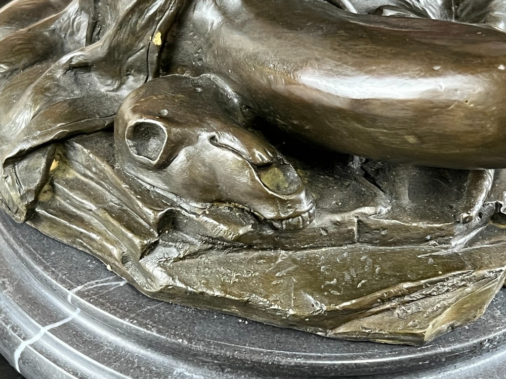 Bronze Seated Native American Drummer on Marble