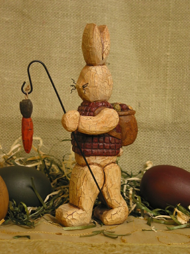 Rustic Hiking Bunny by Whispering Pines Carving