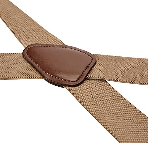 Men's Solid Suspender One Size 1 Khaki