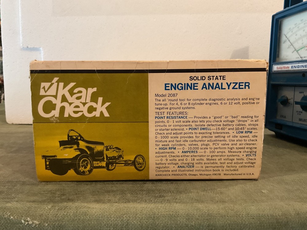 Vintage ‘60s Kar Check Solid State Engine Analyzer Model 287 Automotive Tune-Up