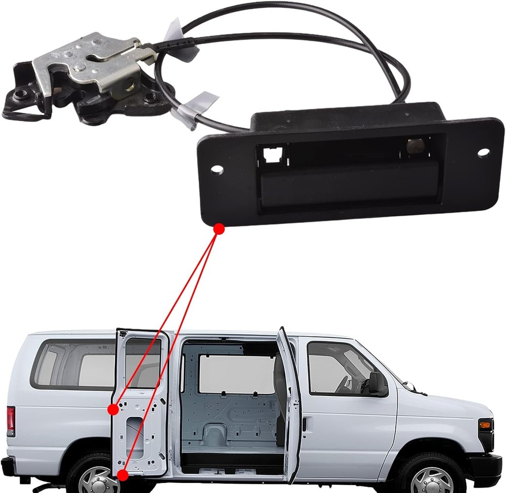Lower Door Latch Assembly w/Door Handle Compatible for Ford E150 E250 E350 Van S