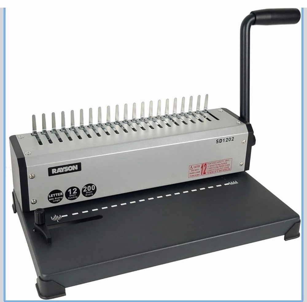Rayson SD1202 Comb Binding Machine Manual Punch Letter/A5/B5 12 Sheets 200 Pages