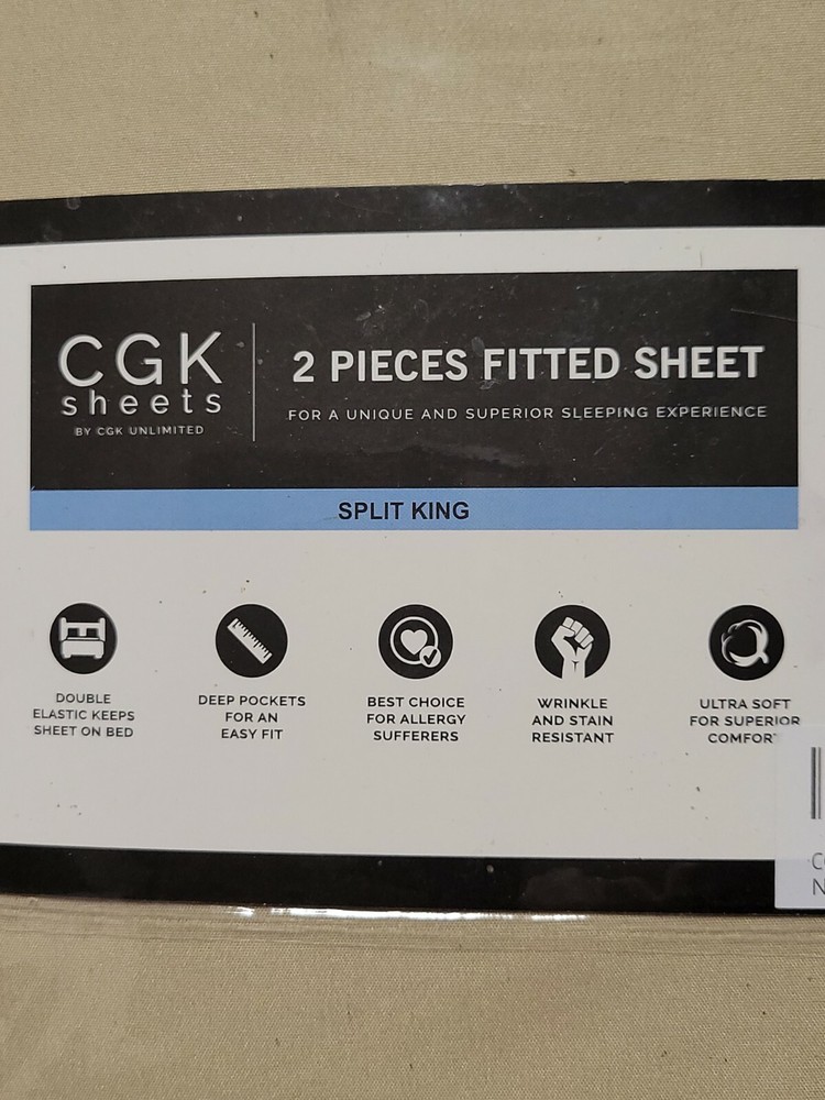 NWT CGK Unlimited Luxury Fitted Sheet Split King Beige