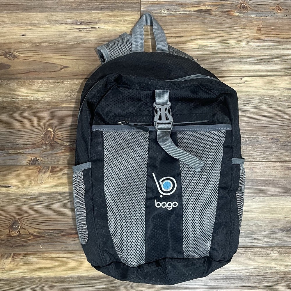Bago Lightweight Packable Travel Backpack Gray Mesh Side Pockets Small Kids