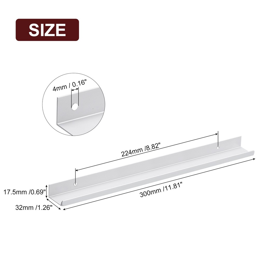 Cabinet Edge Finger Pull, 5pcs 300mm / 11.81" Hidden Cabinet Pulls, Silver