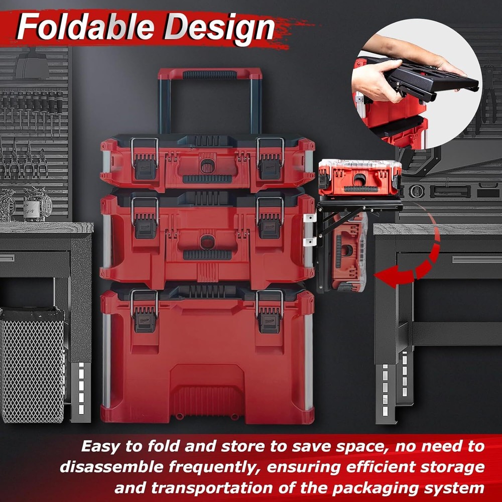 Folding Packout Mount for Milwaukee Packout Toolbox Side Storage