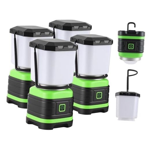 LED Camping Lantern, Battery Powered LED Lights Camping Essentials, Portable 4