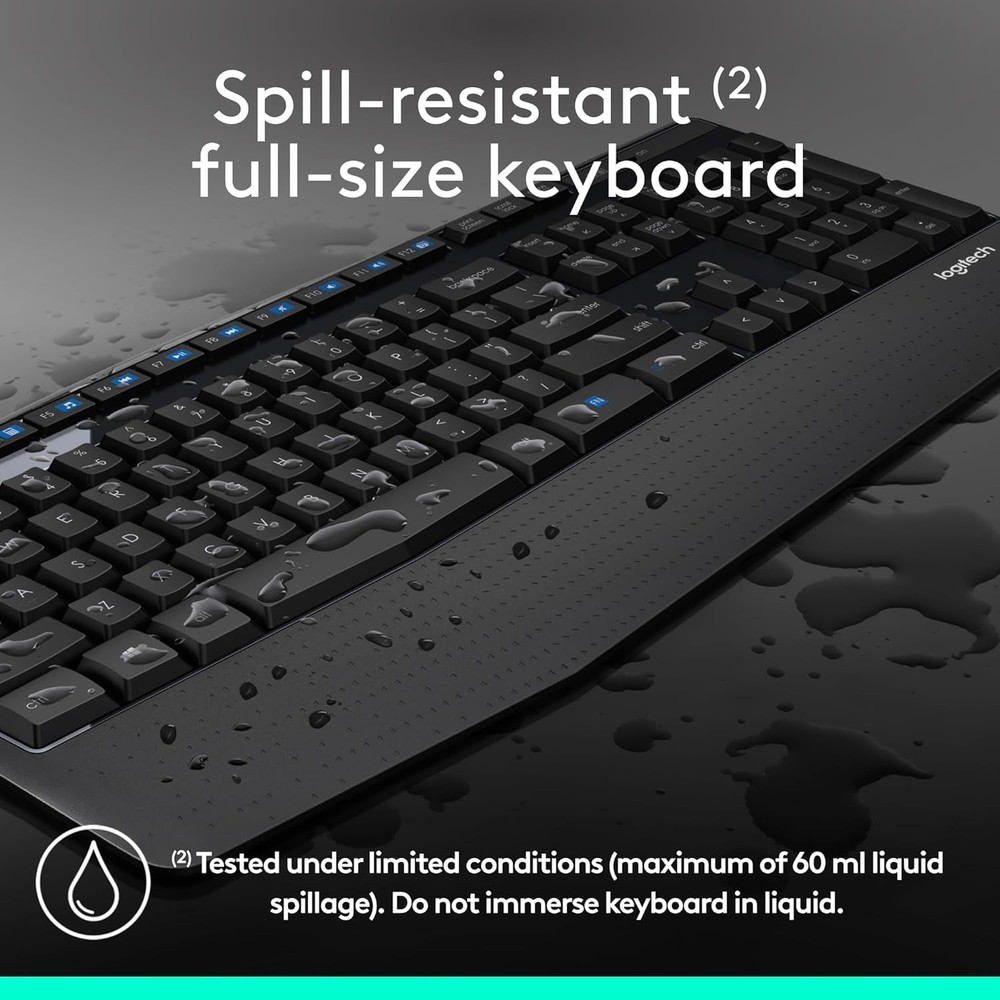 MK345 Wireless Keyboard and Mouse Set with Palm Rest for Elegant Workspace