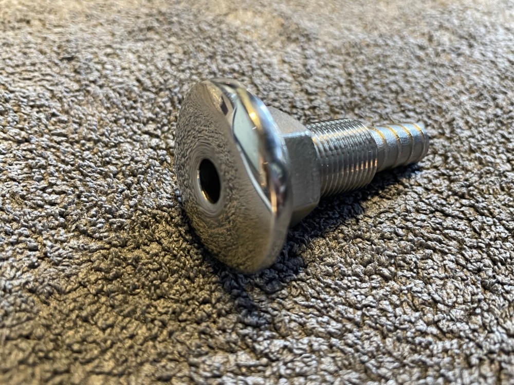 Barbed Through Hull Fitting 3/8" Stainless 316