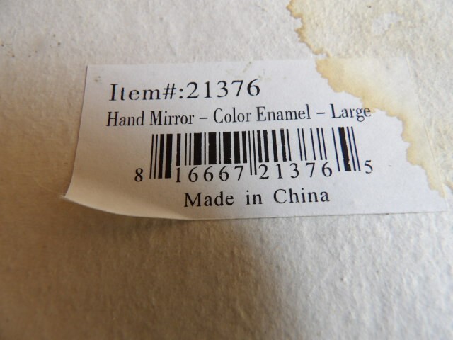 Enamel Mirror Handheld New Inlay 7"
