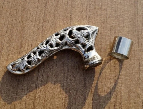 Vintage Brass Handle Silver Victorian Head Handle For Walking Stick Only Handle