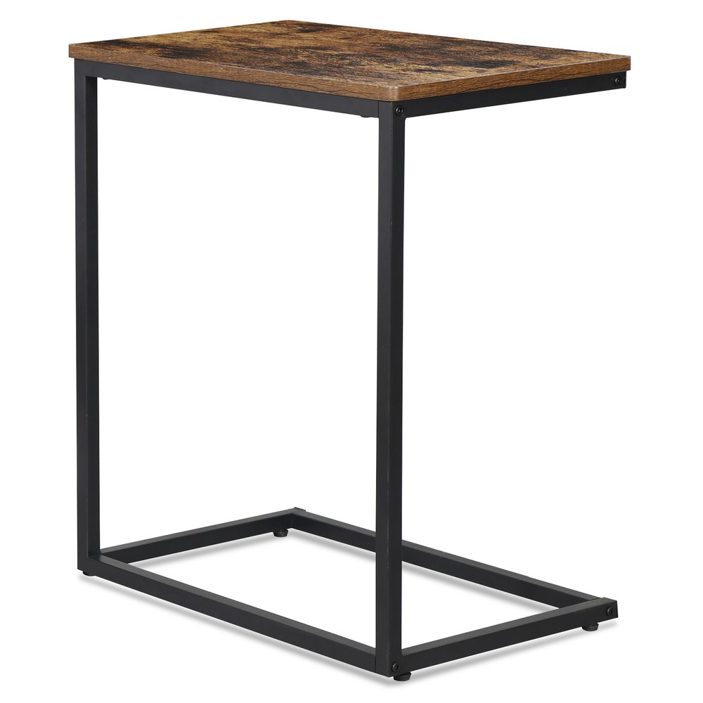 C Shaped Side Table End Table for Sofa Bed and Couch w/ Metal Frame Rectangular