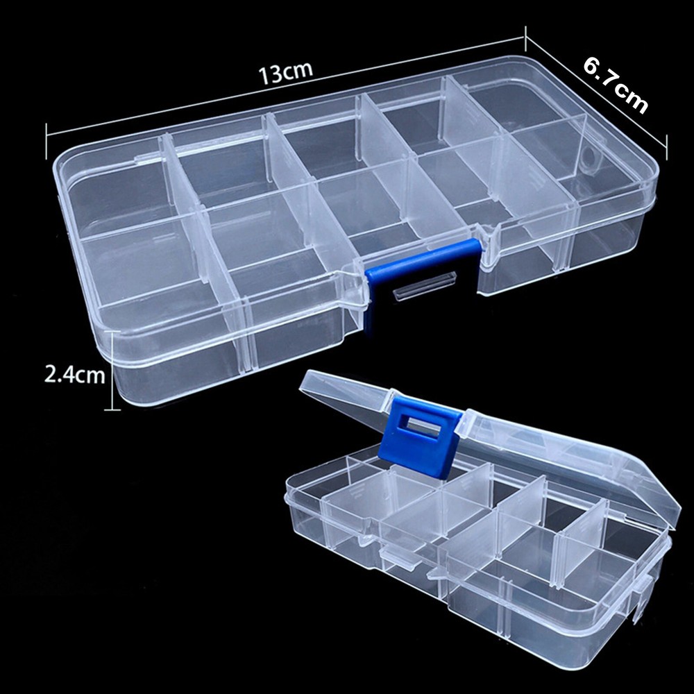 2 Pack 15 Grids Plastic Organizer Box Case Craft Bead Display Storage Container