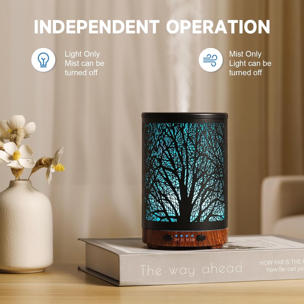 JOYOLO Essential Oil Diffuser 120ML Metal Aromatherapy with Tree