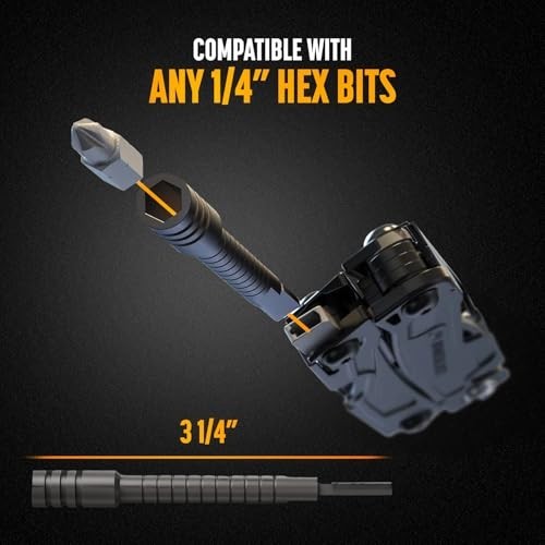 Flat-End Bit Extender & Ratchet Driver Set for Multi-Tools, 2PC Black