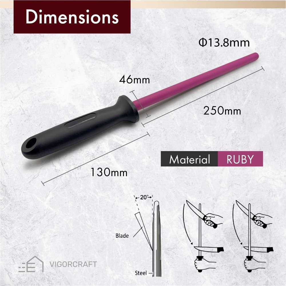 Ruby Sharpener Rod: Durable Knife Sharpener, Harder Than Steel Honi... Fast Ship