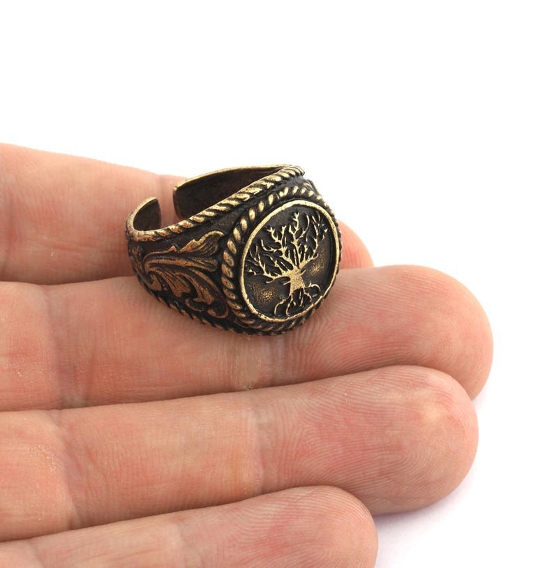 Tree Ring Antique Bronze Plated Brass (9US - 12US inner size Adjustable ) 1009