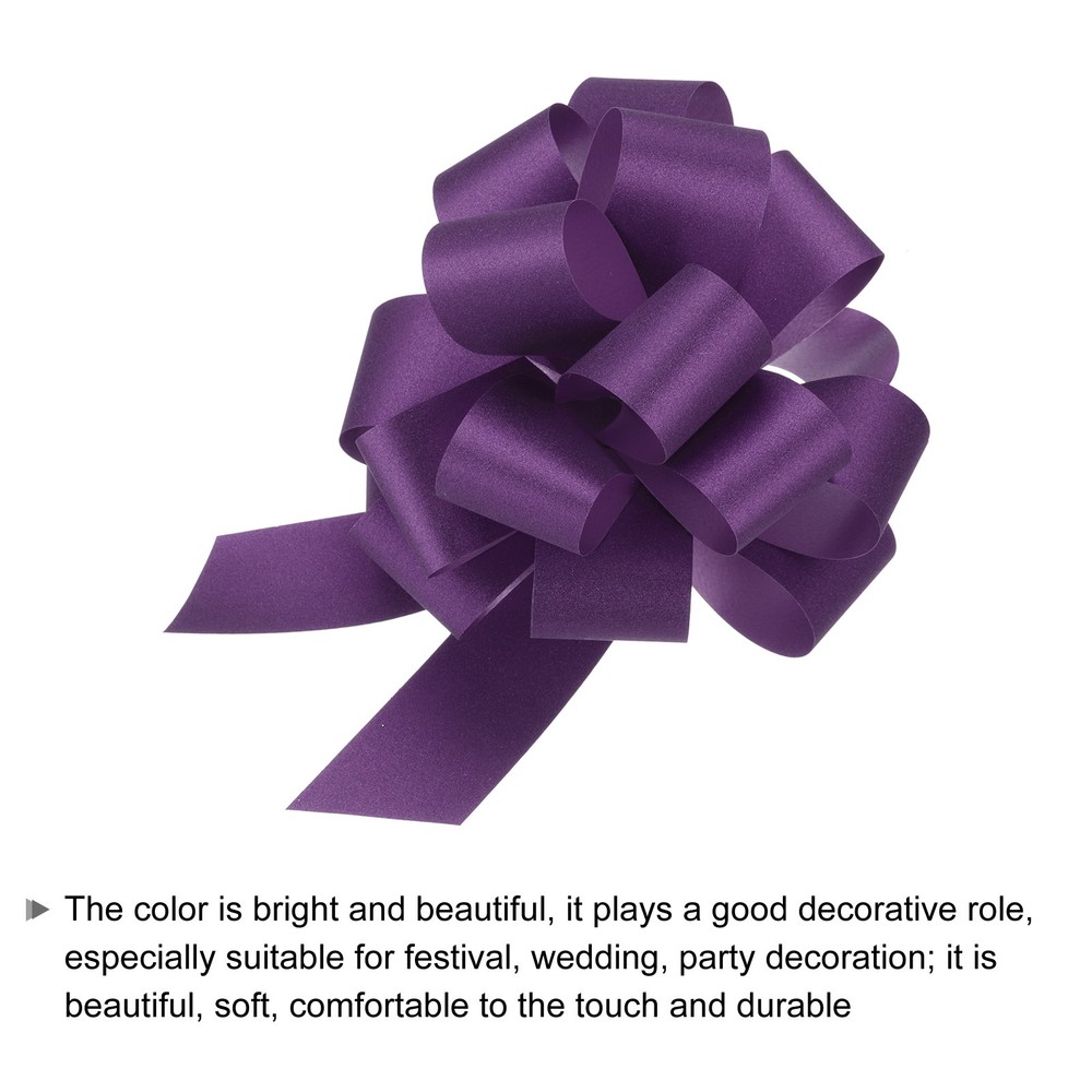 5pcs 8 Inch Large Pull Bow Gift Wrapping Big Pull Bows Ribbon Purple