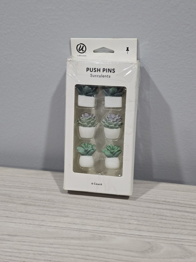 6 Pack Miniature Artificial Succulent Push Pins Cork Board Tacks