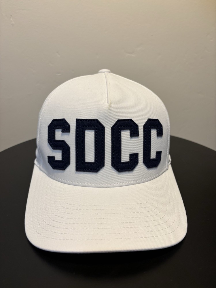 G/Fore Golf Hat Cap "SDCC" Snapback Adjustable White/Blue 110 Flex Fit Tech