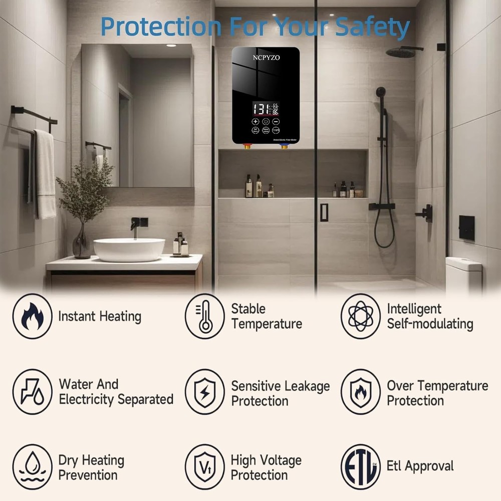 Tankless Water Heater Electric Whole House ECO Instant Hot On Demand 220/240v