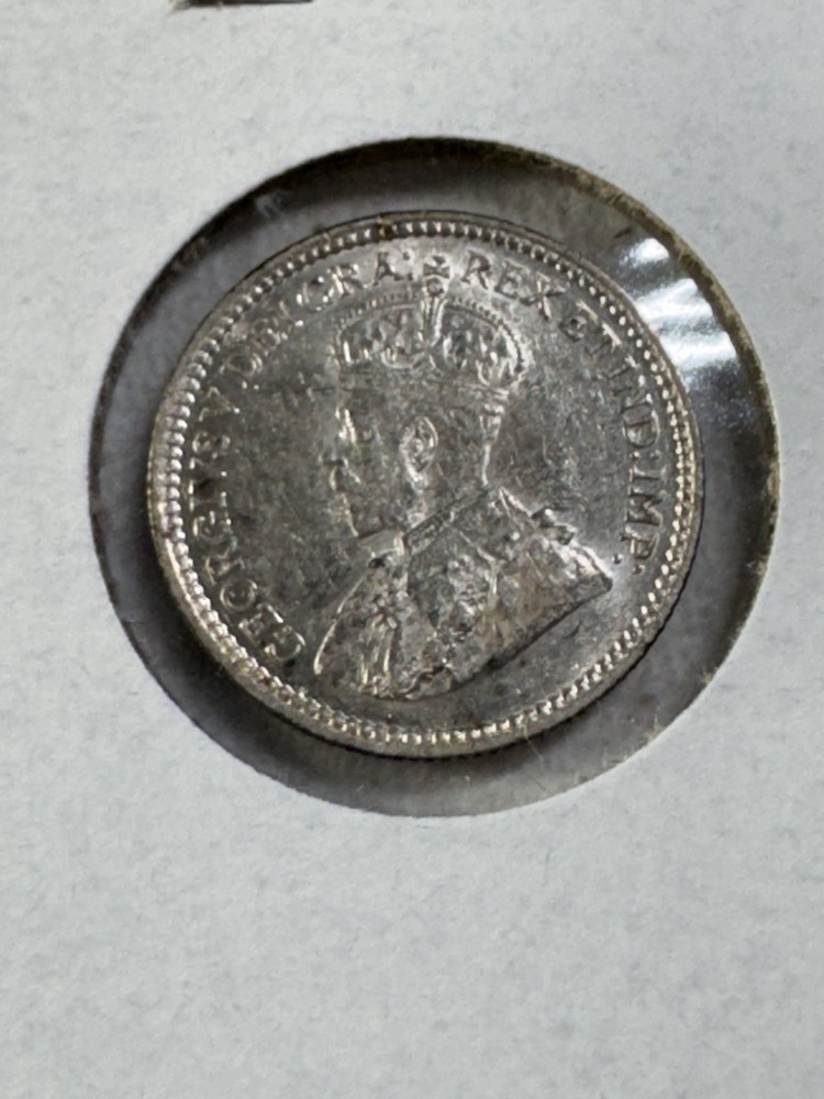 1912 Canada 5 Cents Silver Coin Cleaned