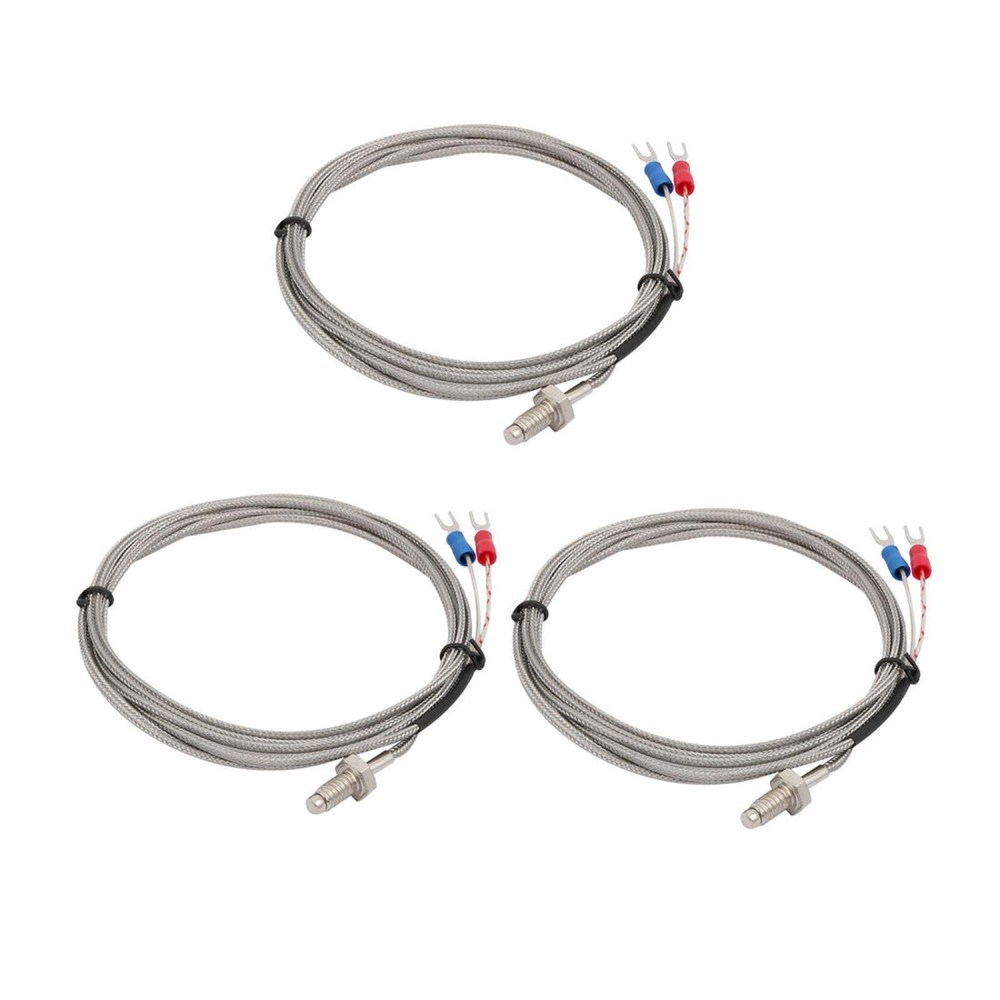 3 Pcs 1/4" Dia Thread K Type Temperature Sensor Thermocouple Probe 2 Meters Long