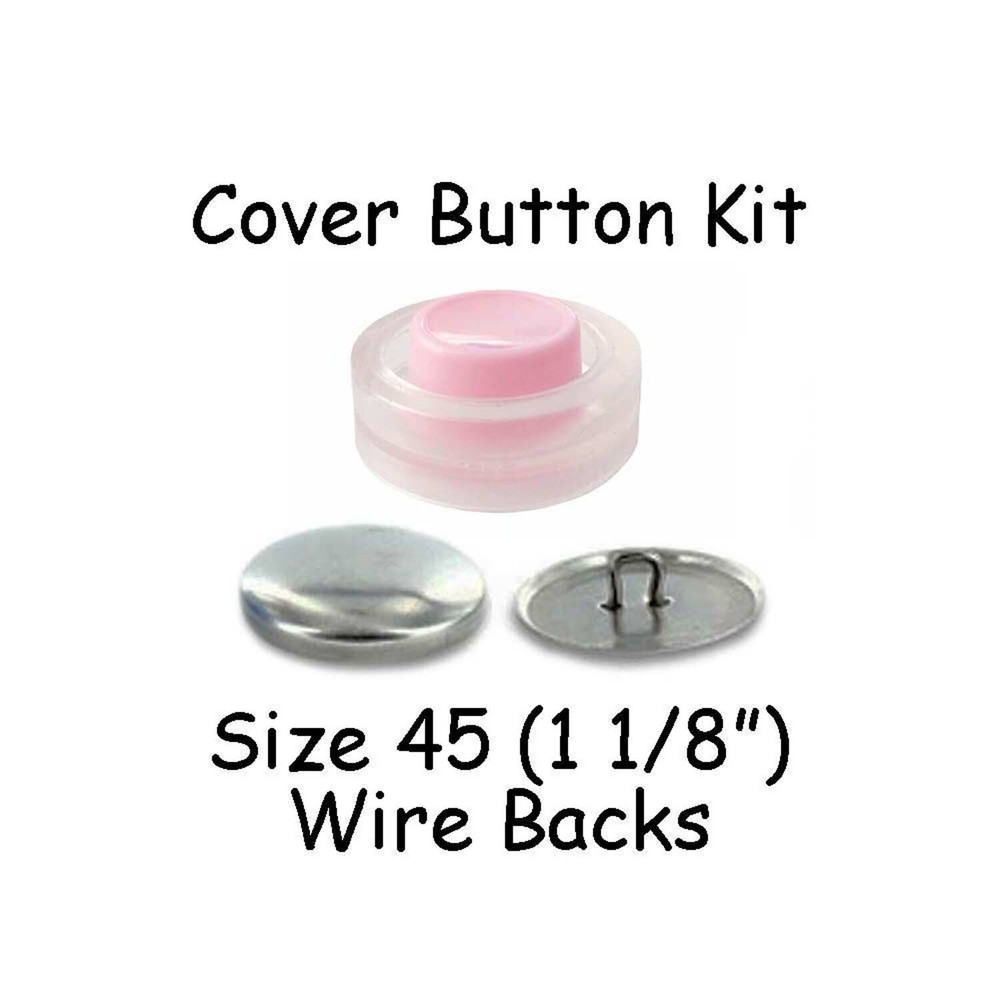 Size 45 (1 1/8 inch) Cover Buttons Starter Kit (makes 6) with Tool - Wire Backs