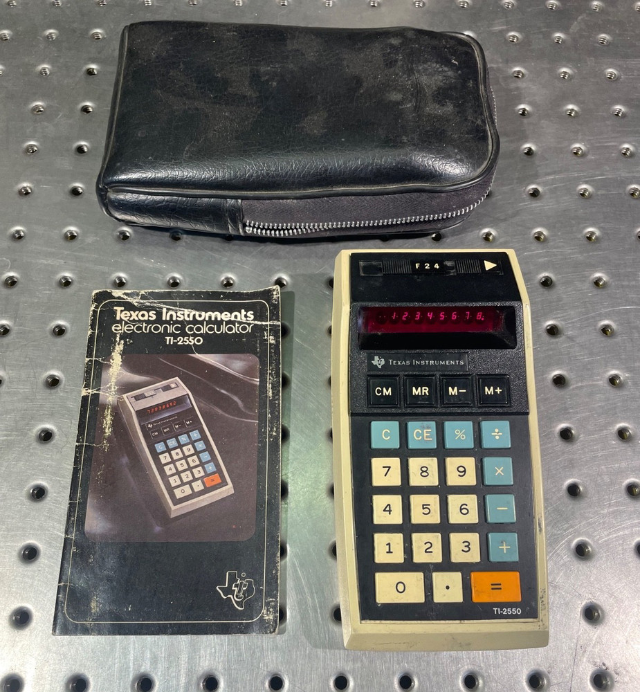 Vintage Texas Instruments TI-2550 Calculator With Soft Case *Works*
