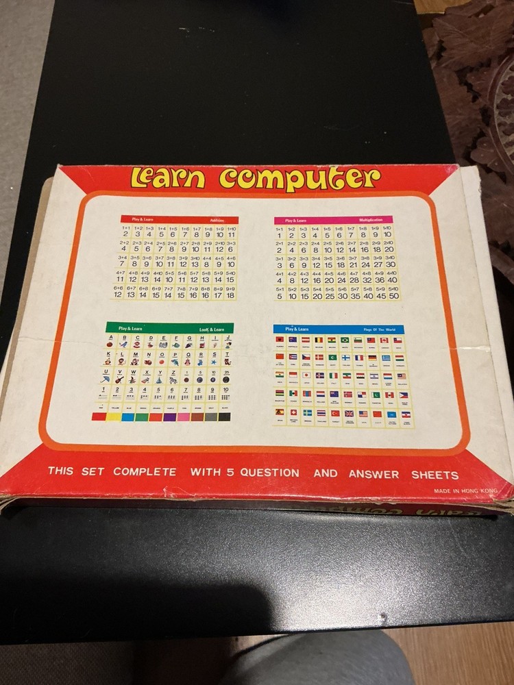 Vintage Learn Computer Slide Card Yellow Plastic Educational Toy