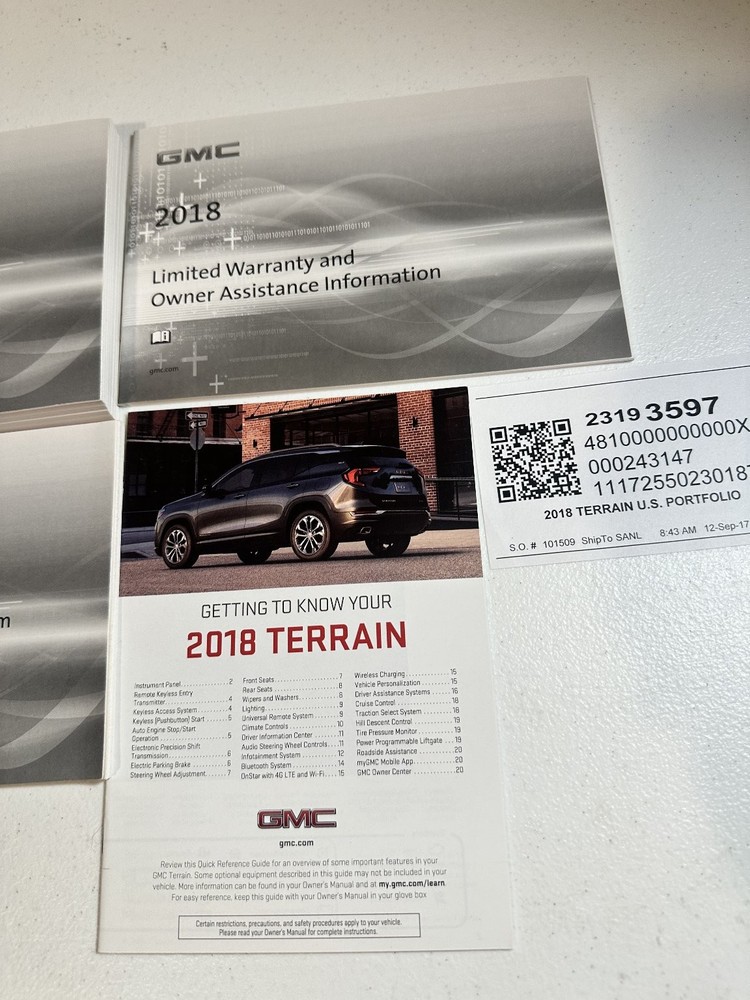 2018 GMC Terrain Denali Owner's Manuals Set