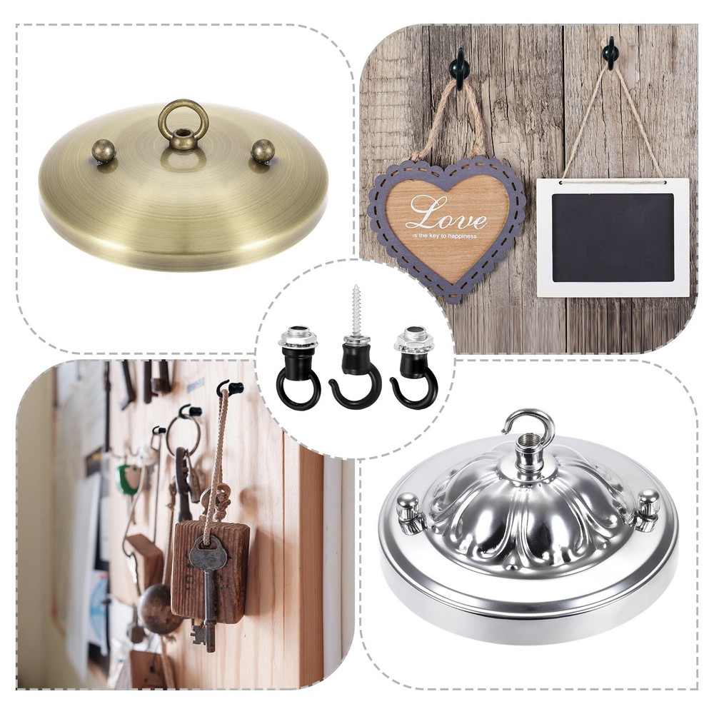 37mmx21mm ceiling hook, 2pcs screw hooks light fixings accessory, silver tone